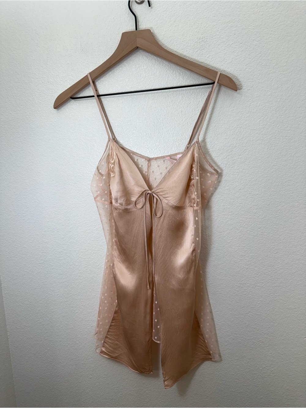Victoria's Secret Sheer Polka Dot Silk Babydoll Top Medium